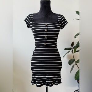 Reformation Jeans Striped Button-Front Mini Dress XS